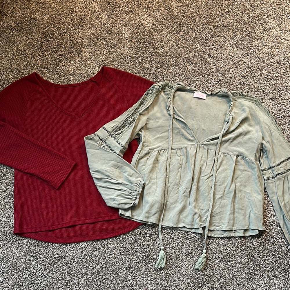 Pink Lily Women's Tops - Burgundy and Sage